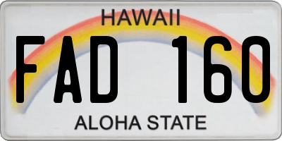 HI license plate FAD160