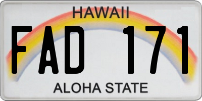 HI license plate FAD171
