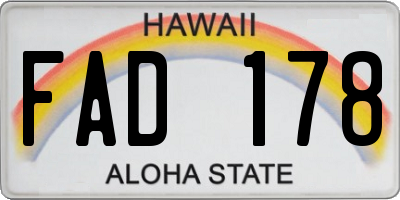 HI license plate FAD178