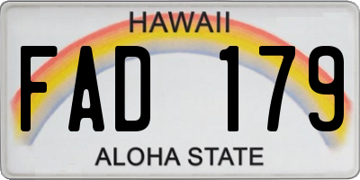 HI license plate FAD179