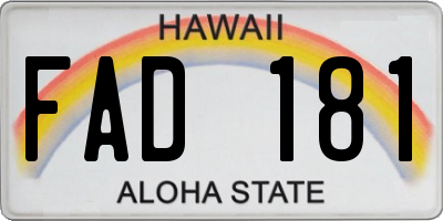 HI license plate FAD181