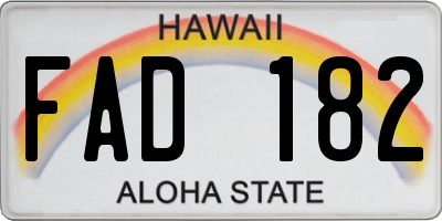 HI license plate FAD182