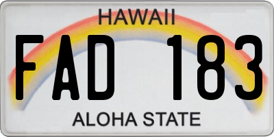 HI license plate FAD183