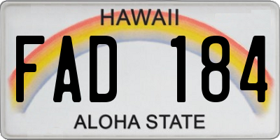 HI license plate FAD184