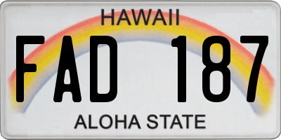 HI license plate FAD187
