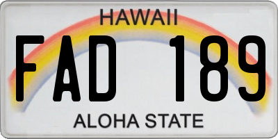 HI license plate FAD189
