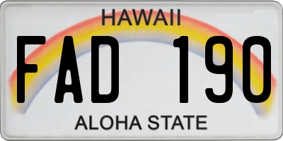 HI license plate FAD190