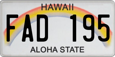 HI license plate FAD195