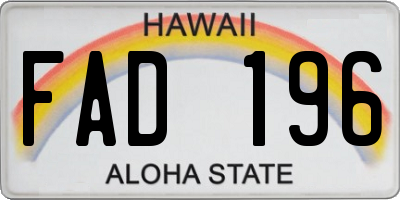 HI license plate FAD196