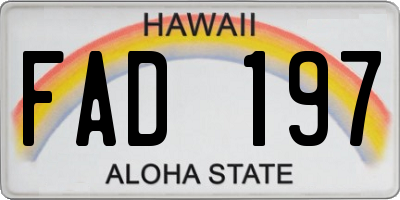 HI license plate FAD197