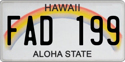 HI license plate FAD199