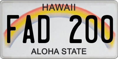 HI license plate FAD200