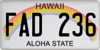 HI license plate FAD236