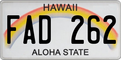 HI license plate FAD262