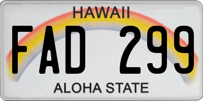 HI license plate FAD299