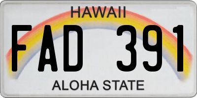 HI license plate FAD391