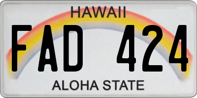 HI license plate FAD424