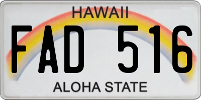 HI license plate FAD516