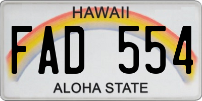 HI license plate FAD554