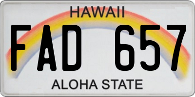 HI license plate FAD657