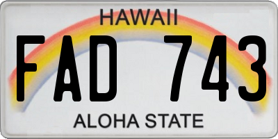 HI license plate FAD743