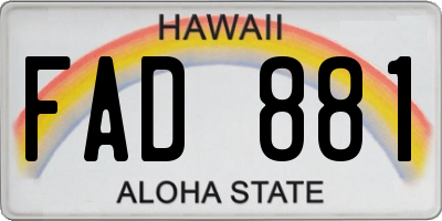 HI license plate FAD881