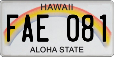 HI license plate FAE081