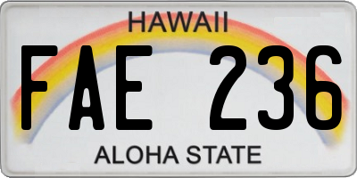 HI license plate FAE236