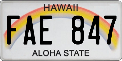 HI license plate FAE847