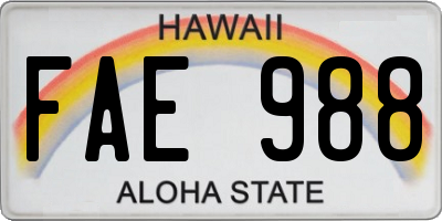 HI license plate FAE988