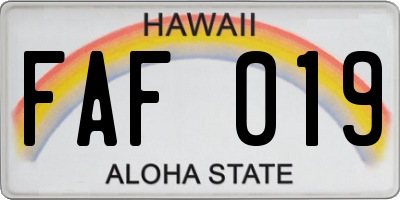 HI license plate FAF019