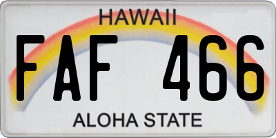 HI license plate FAF466