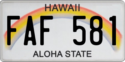 HI license plate FAF581