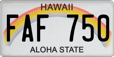 HI license plate FAF750