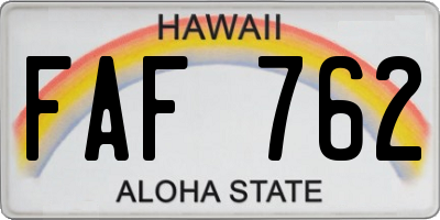 HI license plate FAF762
