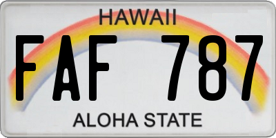 HI license plate FAF787