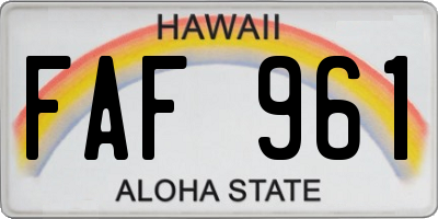 HI license plate FAF961