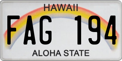 HI license plate FAG194