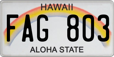 HI license plate FAG803