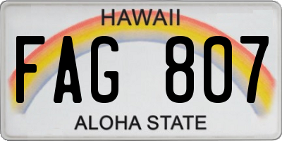 HI license plate FAG807