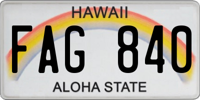 HI license plate FAG840