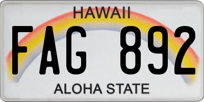 HI license plate FAG892
