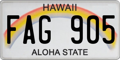 HI license plate FAG905