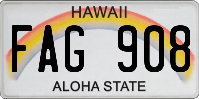 HI license plate FAG908