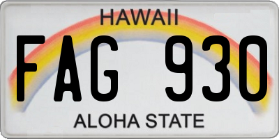 HI license plate FAG930