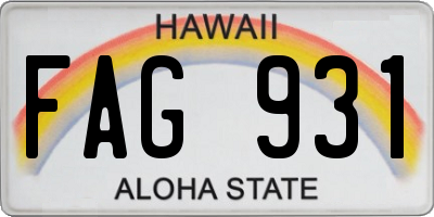HI license plate FAG931