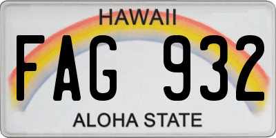 HI license plate FAG932