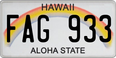 HI license plate FAG933
