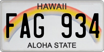 HI license plate FAG934