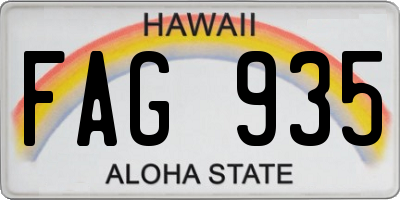HI license plate FAG935